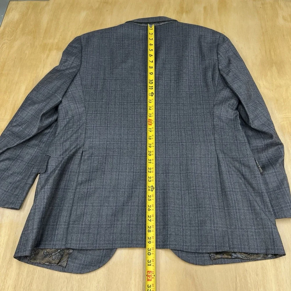 Joseph Abboud Custom Suit Top Blazer Jacket Mens 42R Tailored Fit Wool Gray/Navy
